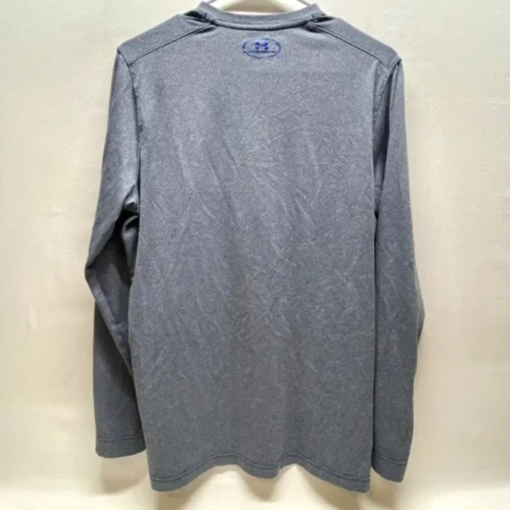 Under Armour Long Sleeve Men's Medium Heather Blue Loose Fit Coldgear Henley EUC